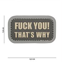 101 F*ck You That's Why 3D PVC Patch - Grey