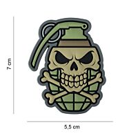 101 Handgranaat Skull And Bones 3D PVC Patch